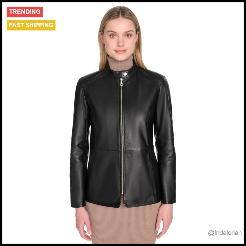 Leather Jacket with Hand-Stitched Details, Classic Fit, Long Sleeve